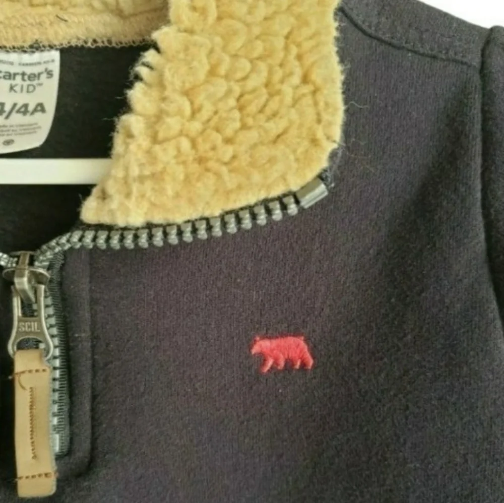 Carter's Black Quarter-Zip Sweatshirt Sherpa Collar Size 4/4A